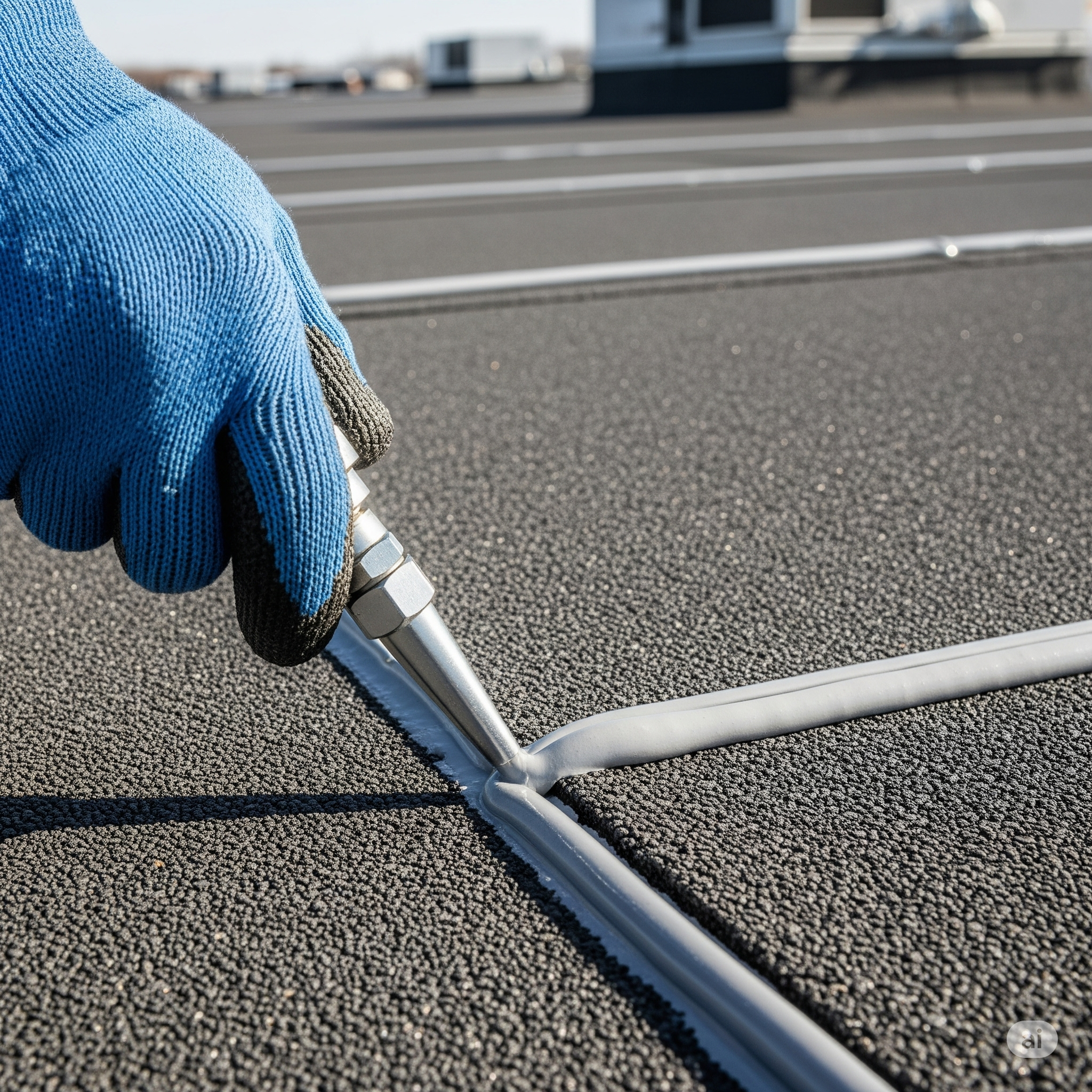 Technician inspecting a commercial roof